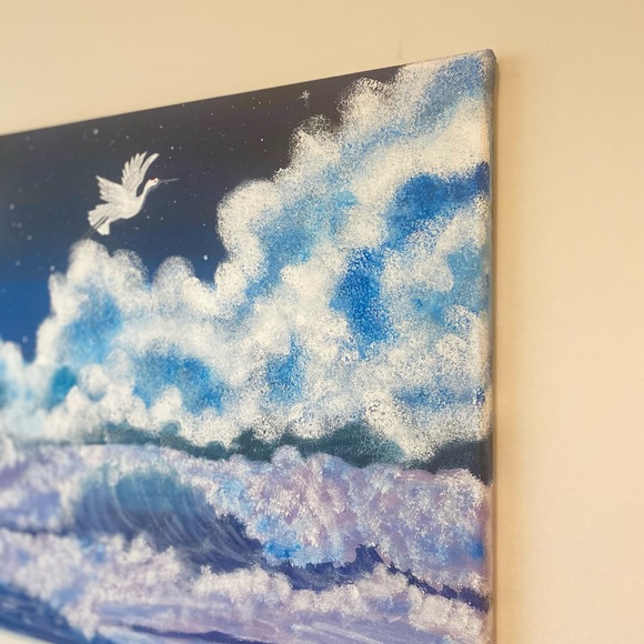 Custom moonlight with crane painting - Picture 2 of 3